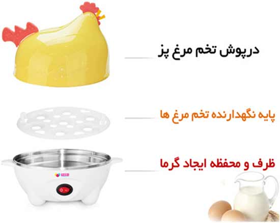 دستگاه پخت تخم مرغ به حالت نیمرو، عسلی، آب پز و بخار پز egg cooker