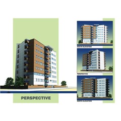 Architectural plans for a 9-story, 42-unit residential complex