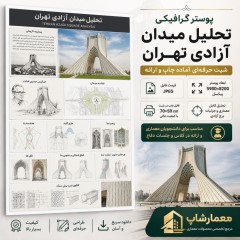 پوستر گرافیکی تحلیل میدان آزادی تهران | شیت معماری با کیفیت چاپ