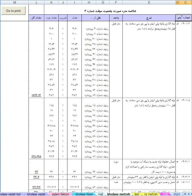 فایل اکسل جامع صورت وضعیت فهرست بهای 92