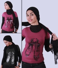 تی شرت و بلوز زنانه زیگزاگ (طرح Shoes )