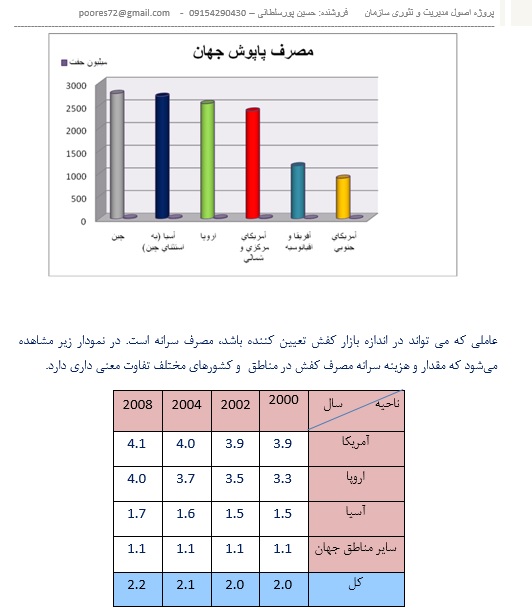 اصول مدیریت و تئوری سازمان ها (صنعت کفش)